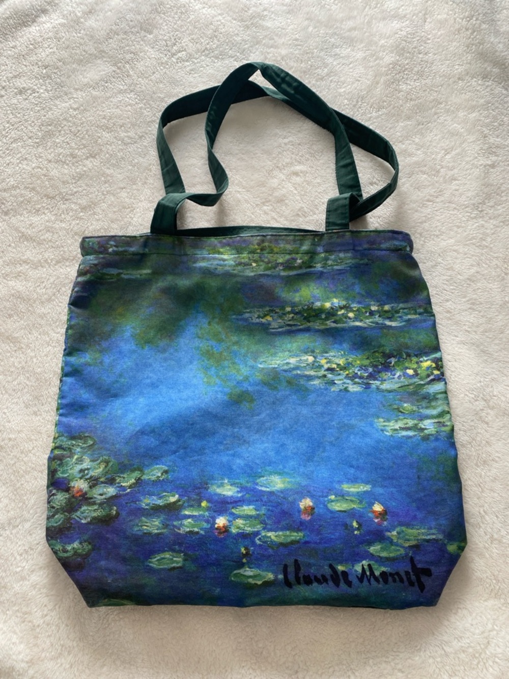 Claude Monet Water Lilies Print Tote Bag - Blue & Green